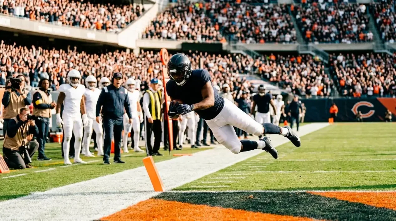 End zone scoring play with anytime touchdown prop ticket and red zone usage chart overlay