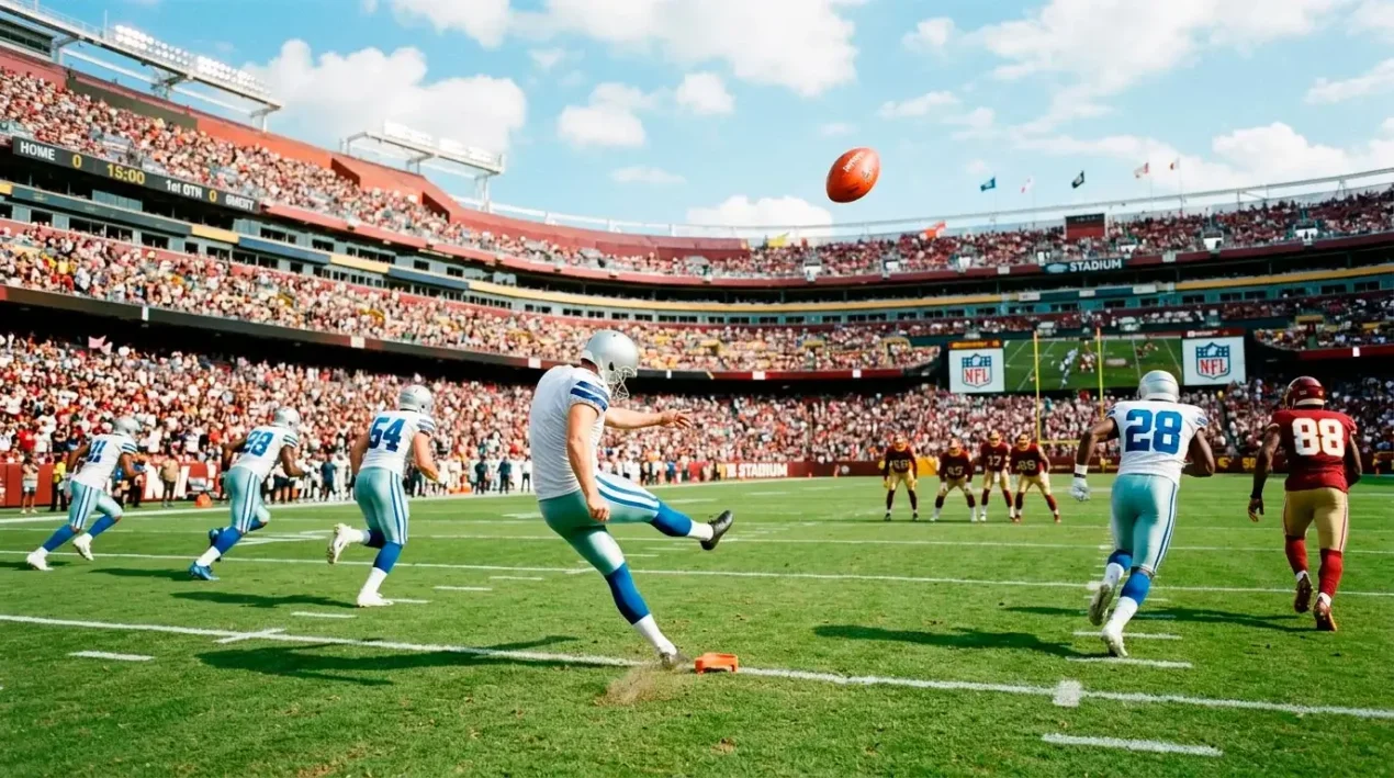 Opening kick-off scene with first touchdown scorer prop ticket and opening-drive play diagram