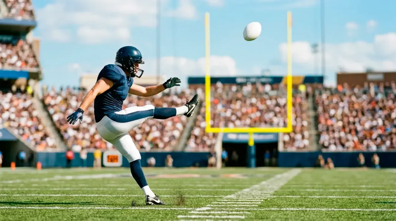 Goalpost with overlay of field goal attempt distances and kicker prop ticket annotations