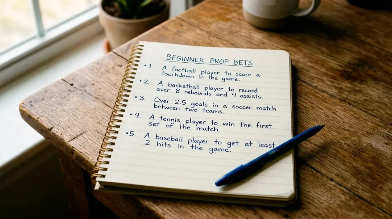 A first-time NFL bettor's notebook with five highlighted prop ideas