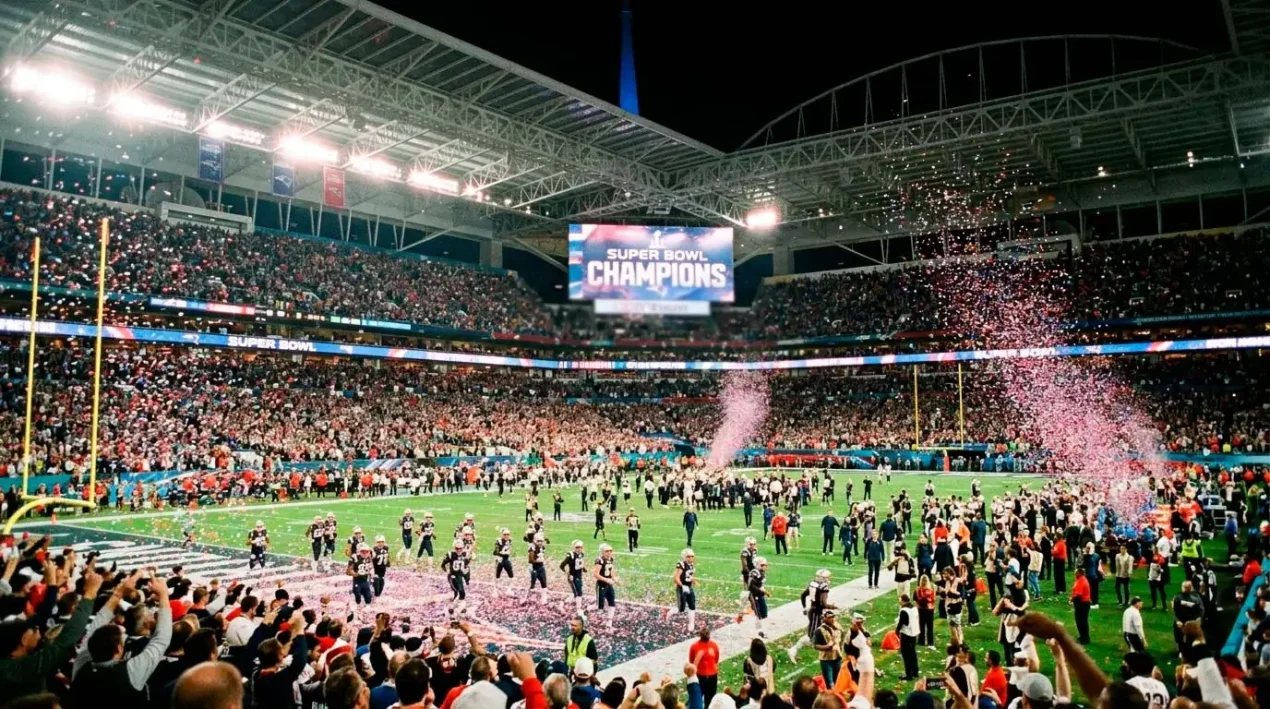 Super Bowl championship game scene with extensive prop ticket array and player matchup chart