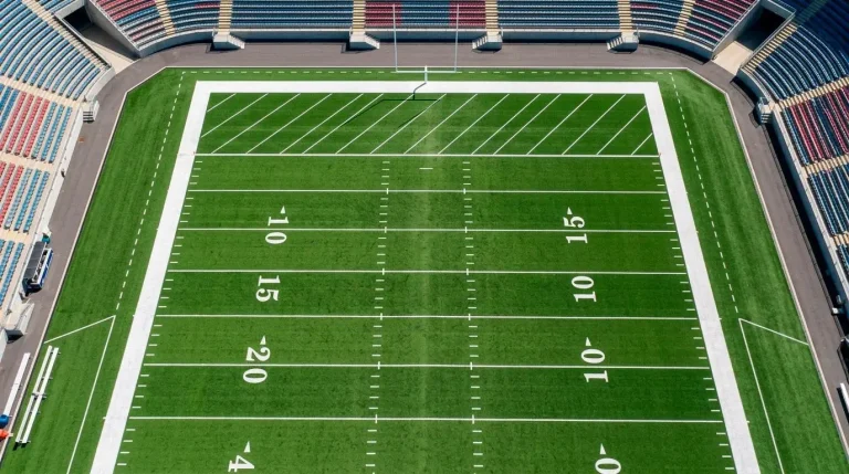 Red zone on an NFL pitch viewed from above with target share annotations